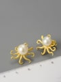 thumb 925 Sterling Silver Exaggerated personality creative pearl octopus Artisan Stud Earring 3