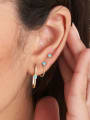 thumb 925 Sterling Silver Turquoise Geometric Vintage Huggie Earring 3