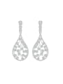 thumb 925 Sterling Silver Cubic Zirconia Water Drop Statement Cluster Earring 0