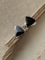 thumb 925 Sterling Silver Enamel Triangle Vintage Stud Earring 0