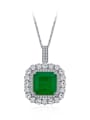 thumb 925 Sterling Silver High Carbon Diamond Green Geometric Vintage Necklace 0