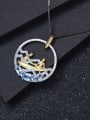 thumb 925 Sterling Silver Swiss Blue Topaz Geometric Luxury Abstract Pattern Necklace 1