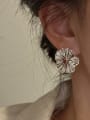 thumb 925 Sterling Silver Flower Vintage Stud Earring 1