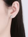 thumb 925 Sterling Silver Moissanite Flower Dainty Stud Earring 1