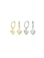thumb 925 Sterling Silver Cubic Zirconia Heart Minimalist Huggie Earring 0