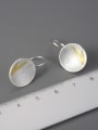 thumb 925 Sterling Silver Antique natural fresh personality simple round bamboo leaves Artisan Hook Earring 2