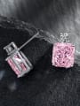 thumb 925 Sterling Silver High Carbon Diamond Square Dainty Stud Earring 2