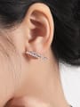 thumb 925 Sterling Silver Cubic Zirconia Triangle Dainty Stud Earring 1