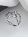 thumb 925 Sterling Silver Cubic Zirconia Geometric Leaf Vintage Stackable Ring 2