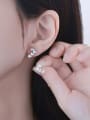 thumb 925 Sterling Silver Cubic Zirconia Heart Dainty Cluster Earring 3