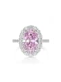 thumb 925 Sterling Silver High Carbon Diamond Pink Oval Luxury Band Ring 0