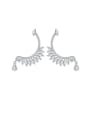 thumb 925 Sterling Silver Cubic Zirconia Feather Dainty Stud Earring 2