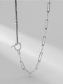 thumb 925 Sterling Silver Geometric Minimalist Asymmetrical Hollow Chain Necklace 3