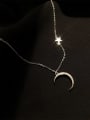 thumb 925 Sterling Silver Rhinestone Star Moon Dainty Necklace 3