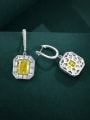 thumb 925 Sterling Silver Cubic Zirconia Square Luxury Huggie Earring 1