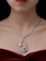 thumb 925 Sterling Silver High Carbon Diamond Green Water Drop Luxury Lariat Necklace 1