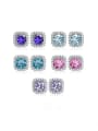 thumb 925 Sterling Silver Moissanite Square Dainty Cluster Earring 0