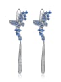 thumb 925 Sterling Silver Nano Swiss Blue Topaz Butterfly  Tassel Artisan Cluster Earring 0