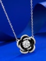 thumb 925 Sterling Silver Cubic Zirconia Flower Vintage Necklace 2