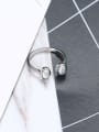 thumb 925 Sterling Silver White Round Minimalist Multistone Ring 3