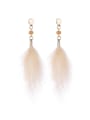 thumb Alloy Feather Feather Bohemia Hand-Woven Drop Earring 1