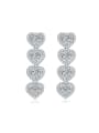thumb 925 Sterling Silver Cubic Zirconia Long Heart Long  Luxury Cluster Earring 0
