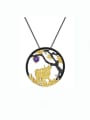 thumb 925 Sterling Silver Natural Stone Zodiac Cow Ethnic Necklace 0