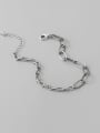 thumb 925 Sterling Silver Geometric Vintage Asymmetric chain Link Bracelet 0