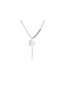 thumb 925 Sterling Silver Cubic Zirconia Letter Vintage Tassel Necklace 0