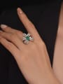 thumb 925 Sterling Silver High Carbon Diamond Green Flower Dainty Band Ring 1