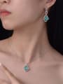 thumb 925 Sterling Silver High Carbon Diamond Green Geometric Luxury Drop Earring 1
