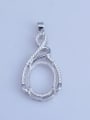 thumb 925 Sterling Silver Rhodium Plated Round Pendant Setting Stone size: 13*17mm 0