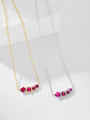 thumb 925 Sterling Silver Cubic Zirconia Red Geometric Dainty Necklace 0