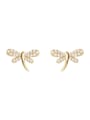 thumb 925 Sterling Silver Cubic Zirconia Dragonfly Minimalist Stud Earring 0