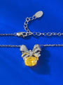 thumb 925 Sterling Silver High Carbon Diamond Yellow Bowknot Dainty Necklace 2