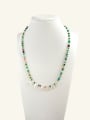 thumb Stainless steel Natural Stone Multi Color Letter Bohemia Beaded Necklace 2