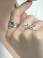 thumb 925 Sterling Silver Bowknot Minimalist Band Ring 1