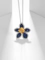 thumb 925 Sterling Silver Swiss Blue Topaz Flower Luxury Necklace 1
