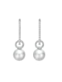thumb 925 Sterling Silver Imitation Pearl Geometric Dainty Drop Earring 0