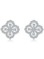 thumb 925 Sterling Silver High Carbon Diamond Flower Dainty Stud Earring 2