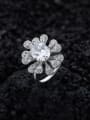 thumb 925 Sterling Silver Cubic Zirconia Flower Luxury Cocktail Ring 2