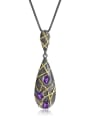 thumb 925 Sterling Silver Amethyst Water Drop Vintage Necklace 0