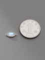 thumb S925 Silver Inlaid Synthetic Moonstone Oval Crystal Double Hole Pendant 2