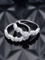 thumb 925 Sterling Silver Cubic Zirconia Flower Luxury Couple Ring 2