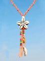 thumb Pearl Cotton Tassel Hand-Woven  Flower Lariat Necklace 1