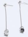 thumb 925 Sterling Silver Cubic Zirconia Black Square Stud Earring 0