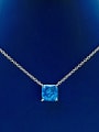 thumb 925 Sterling Silver High Carbon Diamond Square Dainty Necklace 2