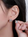 thumb 925 Sterling Silver High Carbon Diamond Geometric Dainty Stud Earring 1
