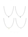 thumb 925 Sterling Silver Freshwater Pearl Geometric Trend Beaded Necklace 0