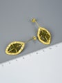 thumb 925 Sterling Silver Natural Stone Leaf Artisan Drop Earring 2